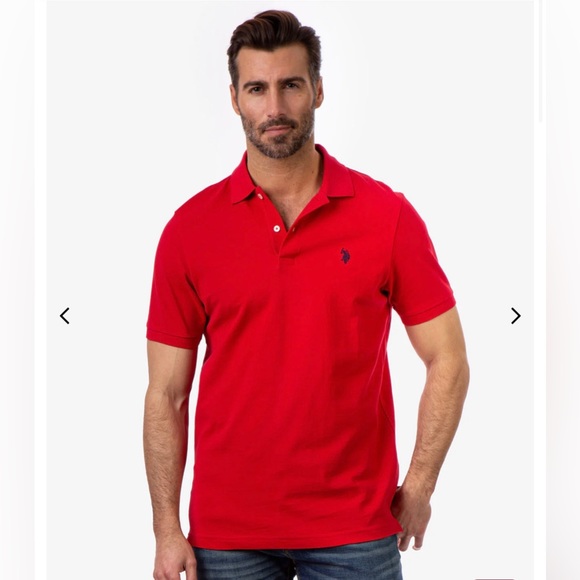 NWT Men’s Size Large U.S. POLO ASSN Short-sleeve Polo Shirt Logo Embroidered Red - Picture 1 of 13